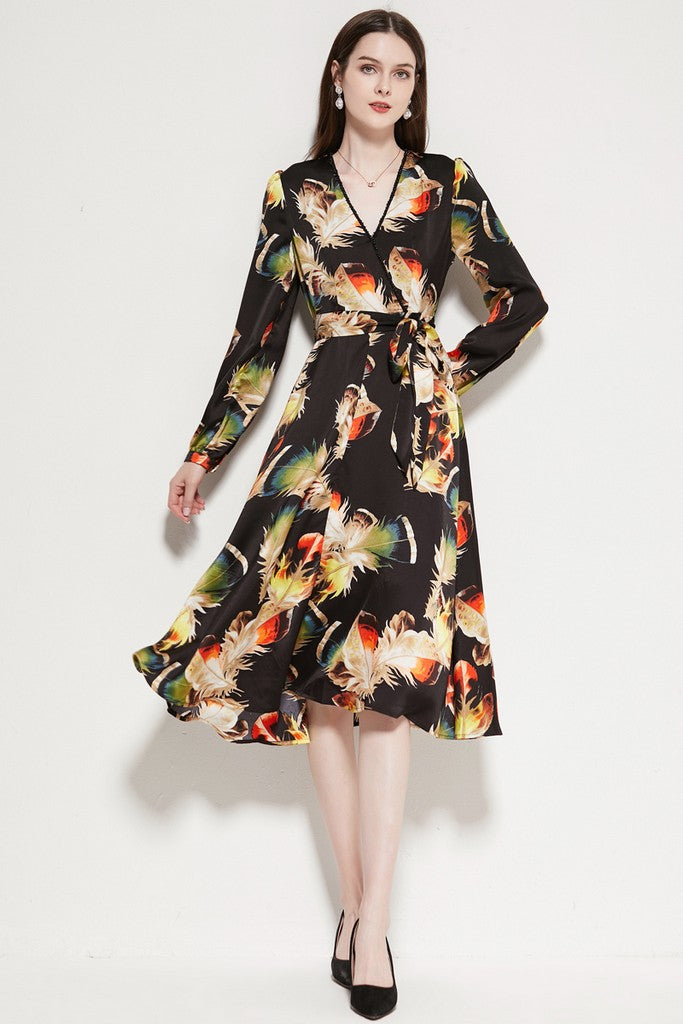 Black & Multicolor Print Dress - Dresses