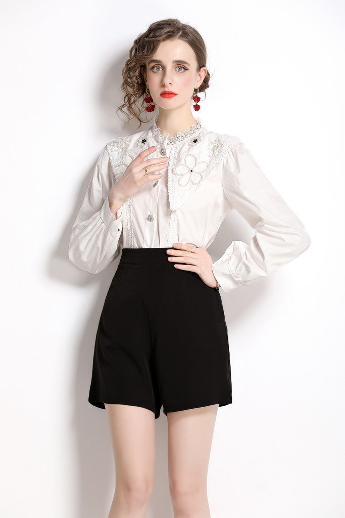 White & Black Сocktail Set ( Shirt & Shorts ) - Suits