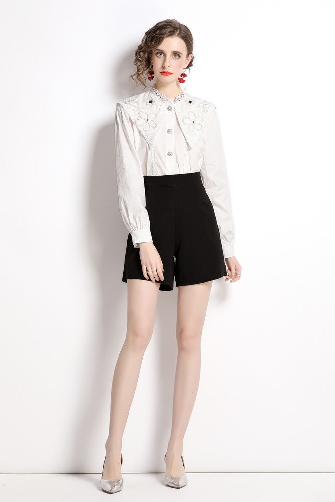 White & Black Сocktail Set ( Shirt & Shorts ) - Suits