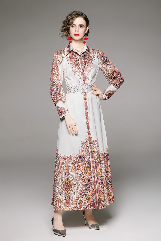 White & Multicolor Print Dress - Dresses