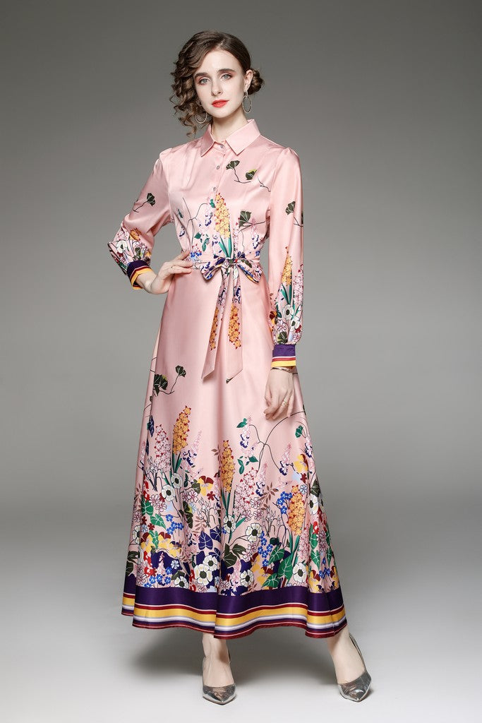 Pink & Multicolor Print Dress - Dresses
