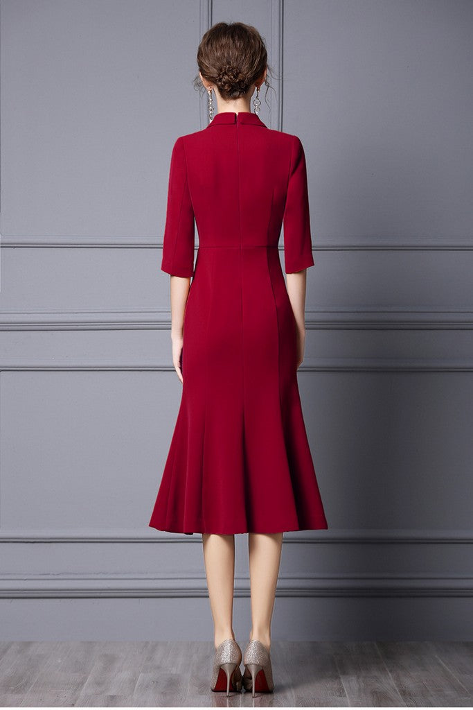 Burgundy Сocktail Dress - Dresses