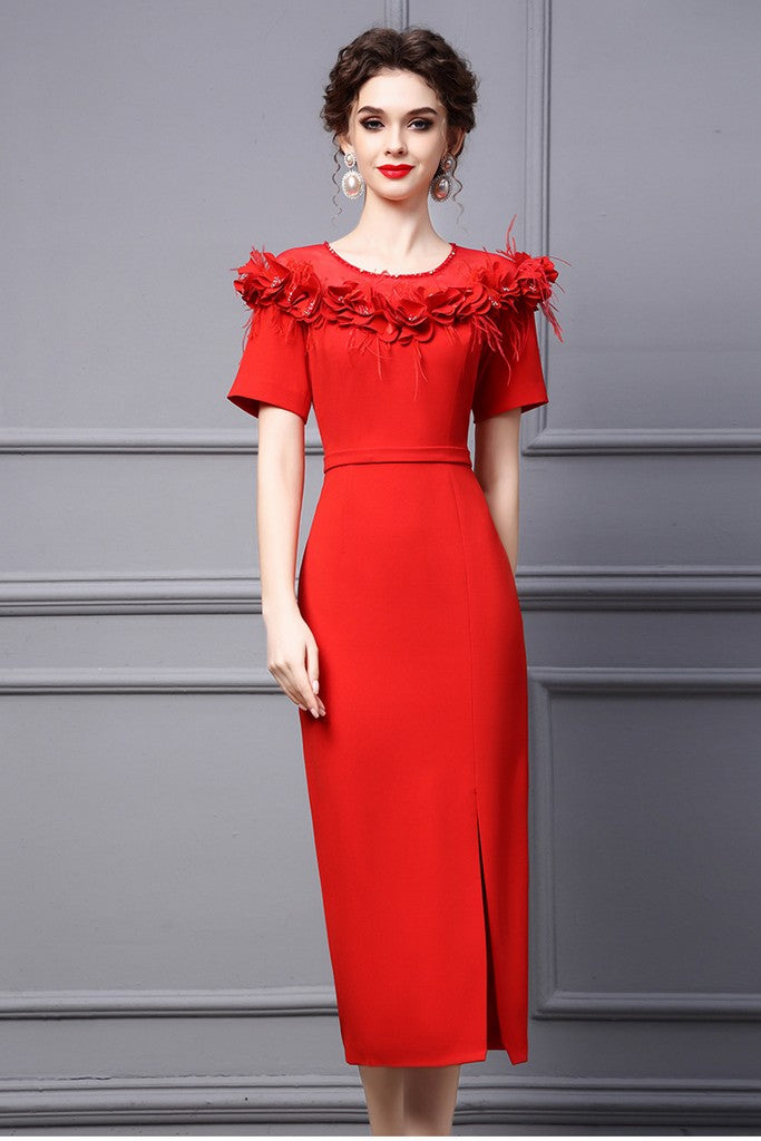 Red Evening Dress - Dresses