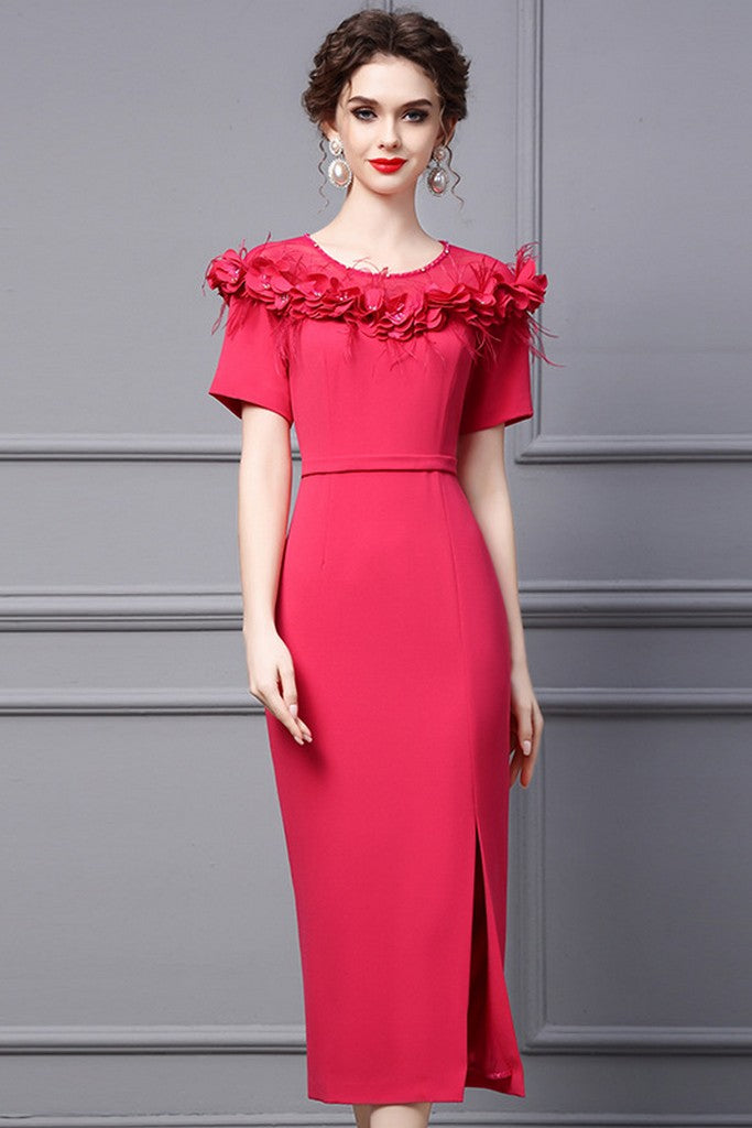 Rose Red Evening Dress - Dresses