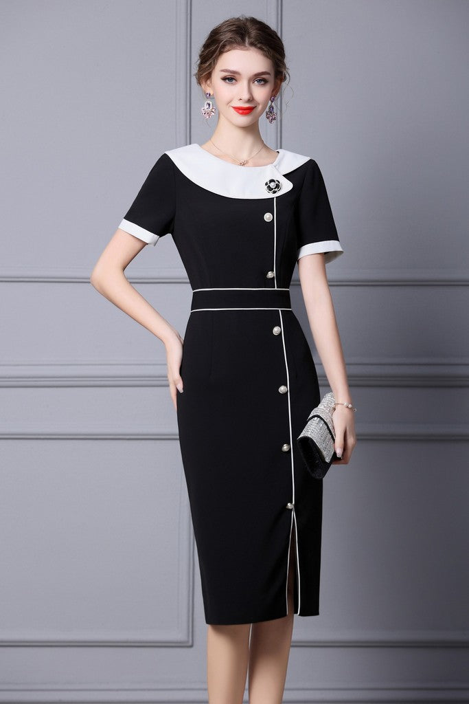 Black & White Office Dress - Dresses