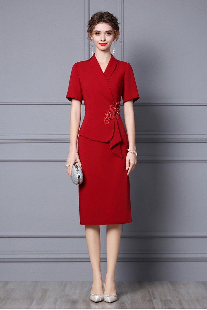 Wine red Office Dress - Dresses
